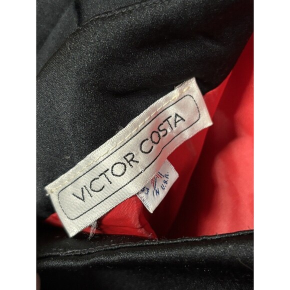 Vintage Victor Costa Dress Red/Black Side Bow USA Size 10 Needs Repair Strap - Picture 6 of 8